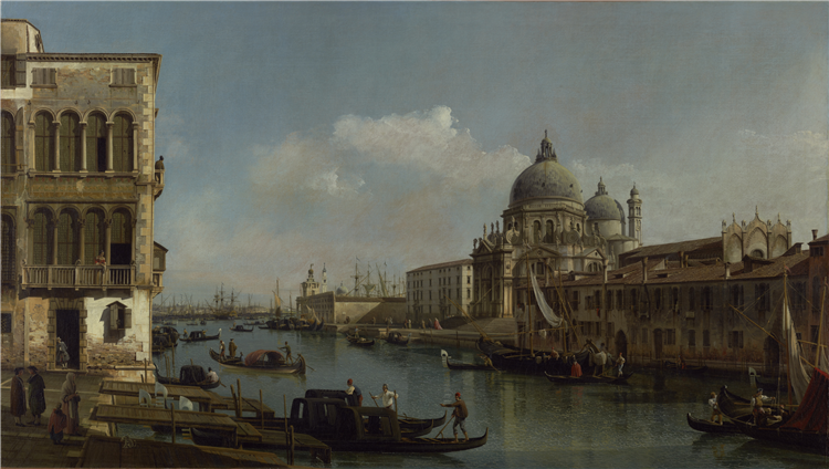 View of the Grand Canal: Santa Maria della Salute and the Dogana from Campo Santa Maria Zobenigo, 1743 - 贝纳多·贝洛托