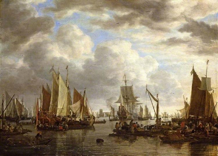 Shipping Before Dordrecht, 1651 - Simon de Vlieger