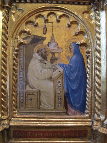 Da Spedale Della Misericordia, Predella 2, 2, Apparizione Della Vergine a S.bernardo, c.1370 - Giovanni da Milano
