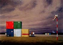 Containers at Pisa Airport - Jeffrey Smart