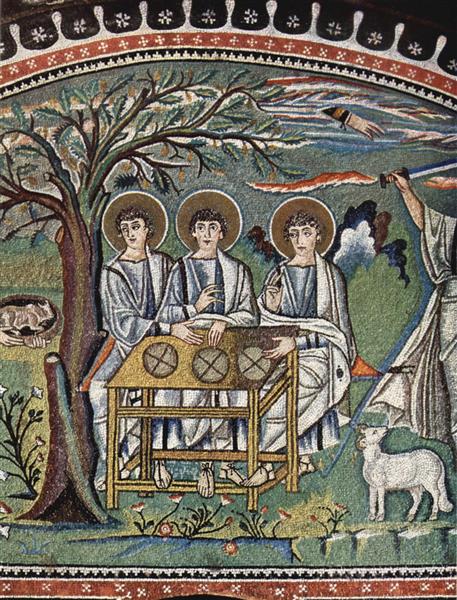 Mosaic of the Hospitality and Sacrifice of Abraham, c.547 - 拜占庭馬賽克藝術