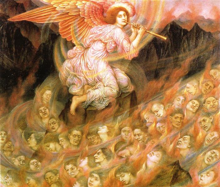 Ангел сурмить до душ у пеклі, 1897 - Евелін де Морган