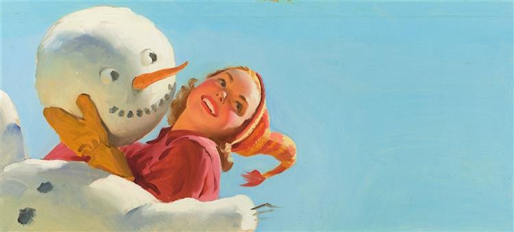 Snowman, Ad Illustration, c.1950 - Хэддон Сандблом
