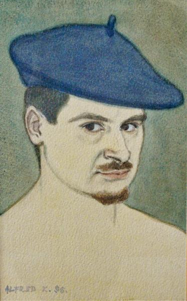 Self-portrait in watercolor, 1996 - Alfred Krupa