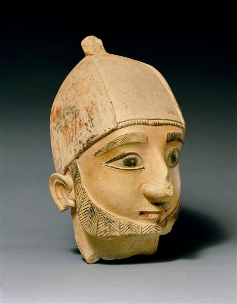 Terracotta Head of a Man, c.600 AC - Ancient Greek Painting and Sculpture
