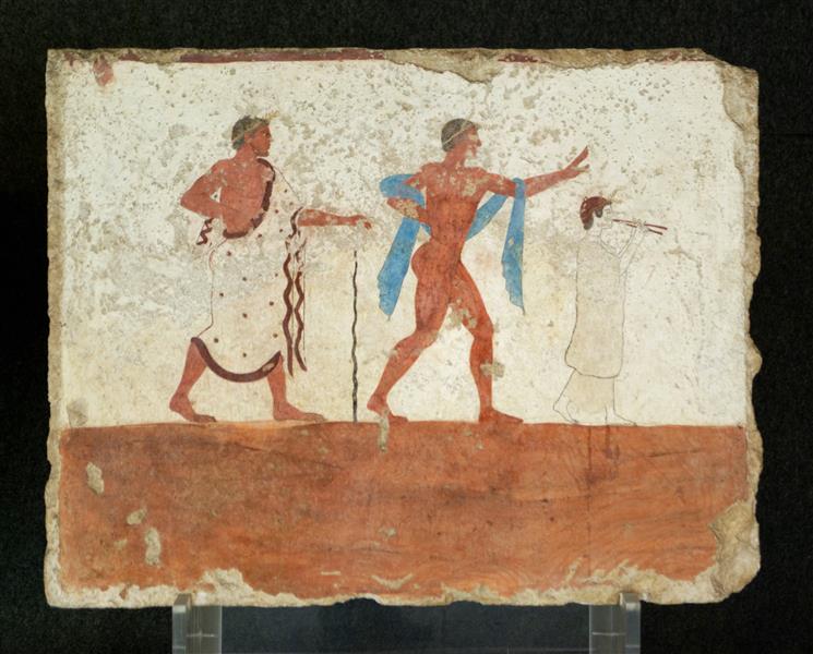 Tomb of the Diver in Paestum, Italy. West Wall, c.470 AC - Ancient Greek Painting and Sculpture