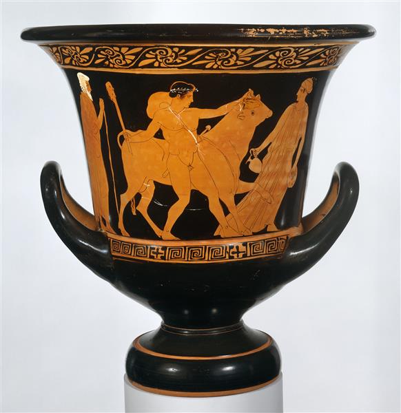 Terracotta Calyx Krater (bowl for Mixing Wine and Water), c.430 AC - Cerâmica da Grécia Antiga