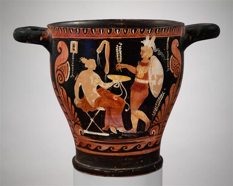 Terracotta Skyphos (deep Drinking Cup), c.325 BC - Ancient Greek Pottery