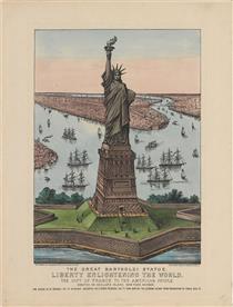 The great Bartholdi statue, liberty enlightening the world. The gift of France to the American people - Currier & Ives