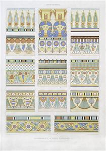 Architecture : couronnements & frises fleuronnées (nécropole de Thèbes XVIIIe - XXe dynasties) - Émile Prisse d'Avennes