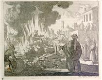 Burning of Polycarp, Smyrna, AD 168 - Jan Luyken