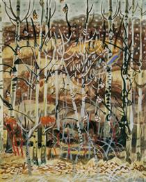 Bluebird and Cottonwoods (The Birches) - Charles Ephraim Burchfield