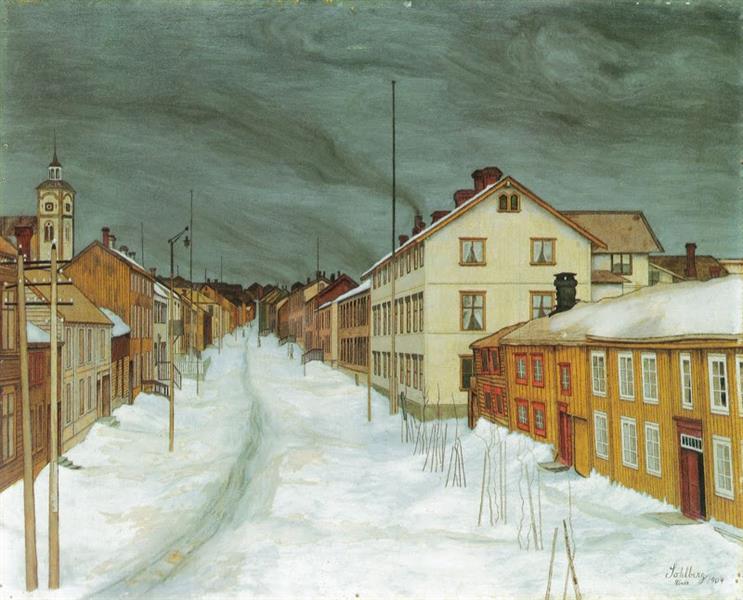 Estrada Principal em Røros, c.1904 - Harald Sohlberg