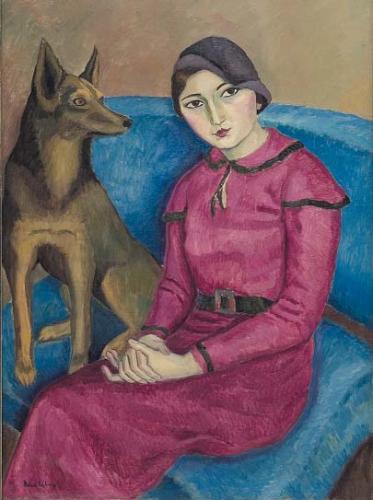 Portrait of a woman with a dog - Nina Arbore