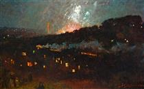 A Firework Display at the Crystal Palace - Frederick George Cotman