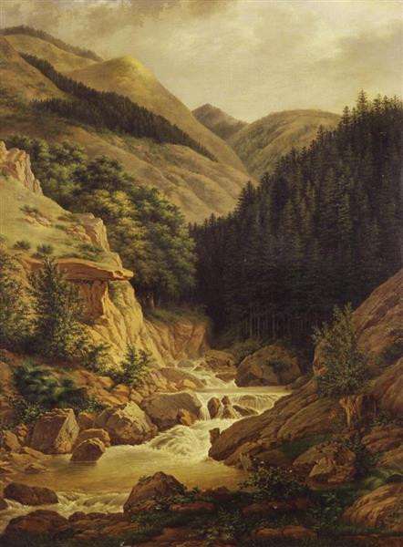 Landscape with a Waterfall - Jean-Joseph-Xavier Bidauld