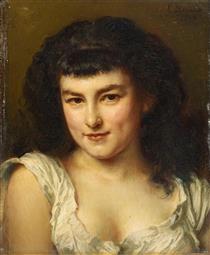 Portrait of a young girl - Ludwig Knaus