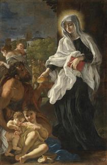 Saint Francesca Romana Giving Alms - Джованни Баттиста Гаулли