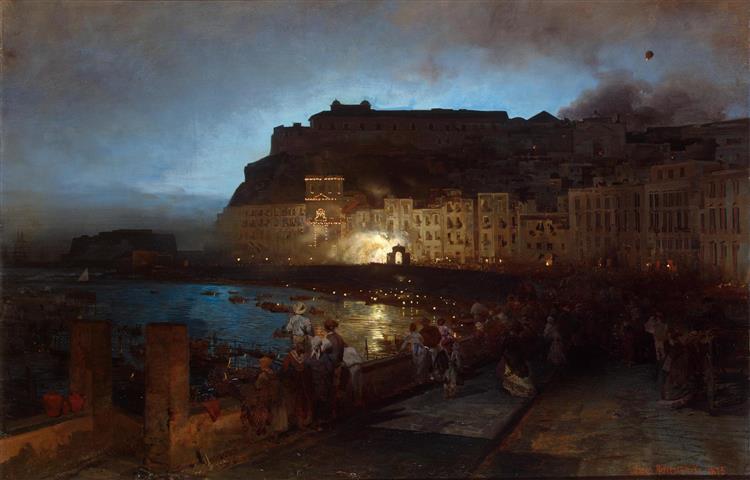 Feuerwerk vor Neapel - Oswald Achenbach