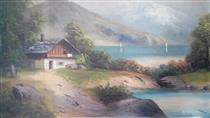 House at a Lake with Mountains - Adolf Hitler