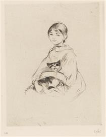 A Young Girl with Cat - Берта Моризо