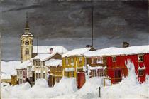 Street in Røros in Winter - Harald Sohlberg