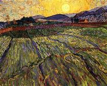 Wheat Field with Rising Sun - Vincent van Gogh