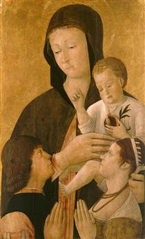 Madonna with child and two donors - Gentile Bellini