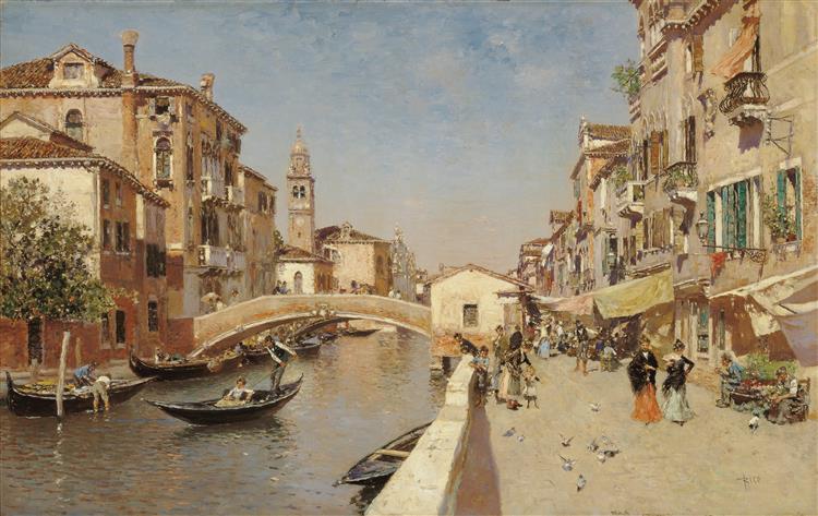 San Lorenzo River with the Campanile of San Giorgio Dei Greci, Venice - Martín Rico y Ortega