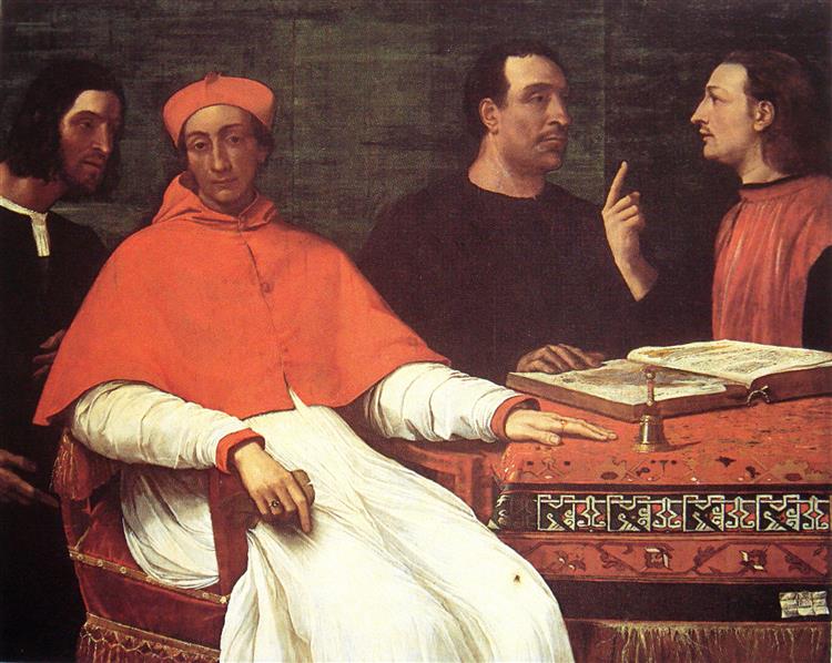 Cardinal Bandinello Sauli, His Secretary, and Two Geographers, 1516 - Sebastiano del Piombo
