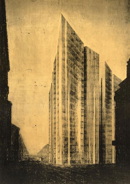 Friedrichstrasse Skyscraper Project, 1921 - Людвіг Міс ван дер Рое