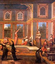 Harem Scene with the Sultan - Jean Baptiste Vanmour