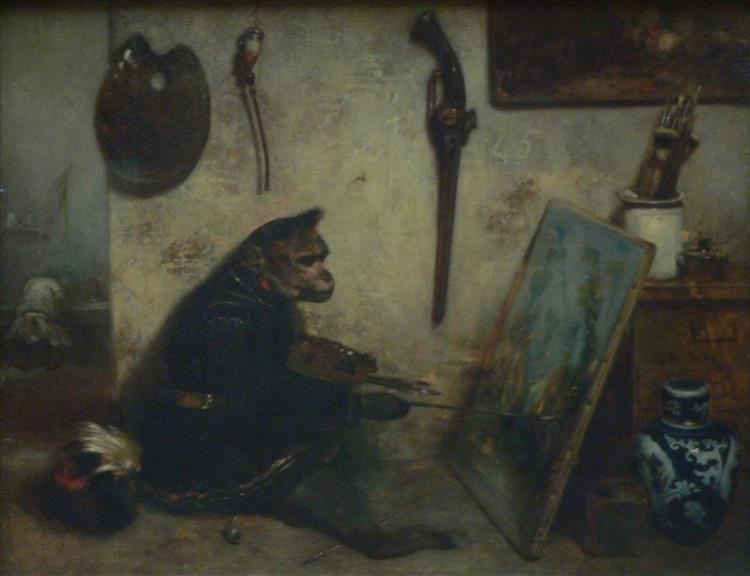 The Monkey-painter (Workshop Interior), c.1833 - Александр-Габриэль Декан
