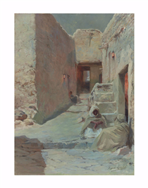 A Moonlit Street in North Africa - Eugène Girardet