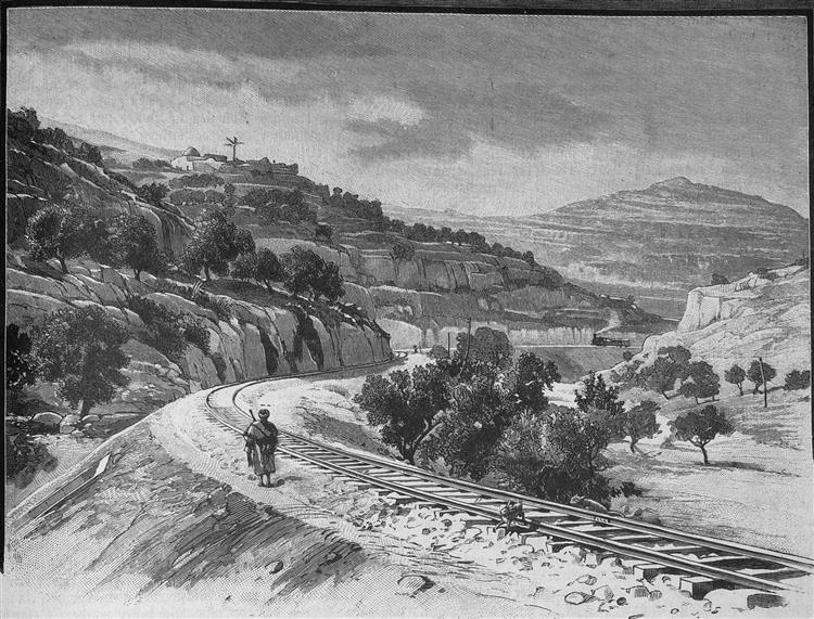 Landscape on the railway line from Jaffa to Jerusalem, 1893 - Gustav Bauernfeind