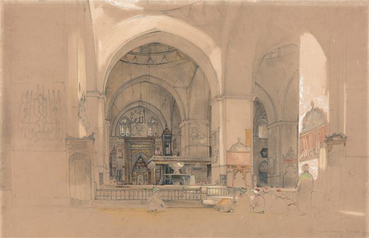 Interior of the Great Mosque, (Ulucami) Bursa, Turkey, c.1840 - c.1841 - John Frederick Lewis
