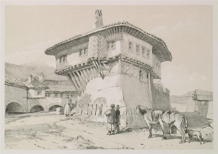 New Orsova; Exterior of the Pasha'a Residence, 1838 - John Frederick Lewis
