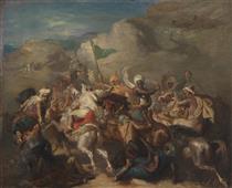 Battle of Arab Horsemen Around a Standard - Teodoro Chassériau