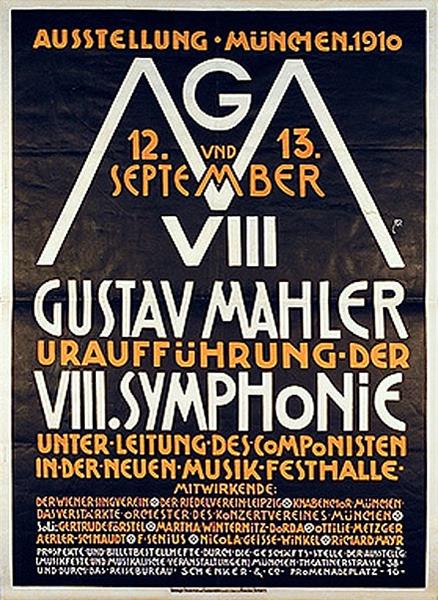 Poster for the premiere of the VIII Symphony by Gustav Mahler, 1910 - Alfred Roller