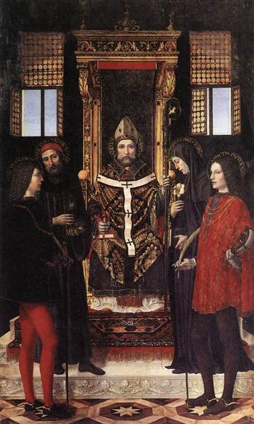 St Ambrose with Saints, 1514 - Ambrogio Bergognone