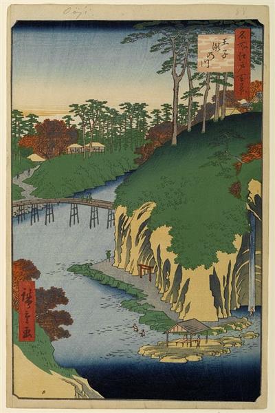 88. Takinogawa in Ōji, 1857 - Hiroshige