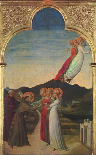 The mystical marriage of Saint Francis of Assisi, c.1437 - c.1444 - Il Sassetta (Stefano di Giovanni)
