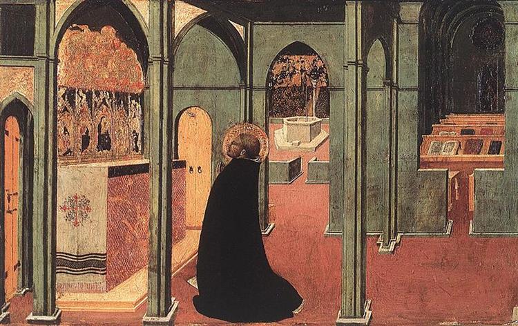 St Thomas Inspired by the Dove of the Holy Ghost, 1423 - Il Sassetta (Stefano di Giovanni)
