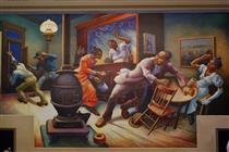 A Social History of the State of Missouri (detail) - Frankie and Johnny - Thomas Hart Benton