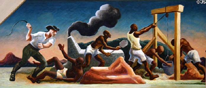 A Social History of the State of Missouri (detail) - Slaves Used for Lead Mining, 1936 - Thomas Hart Benton