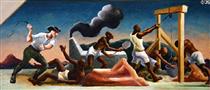 A Social History of the State of Missouri (detail) - Slaves Used for Lead Mining - Thomas Hart Benton