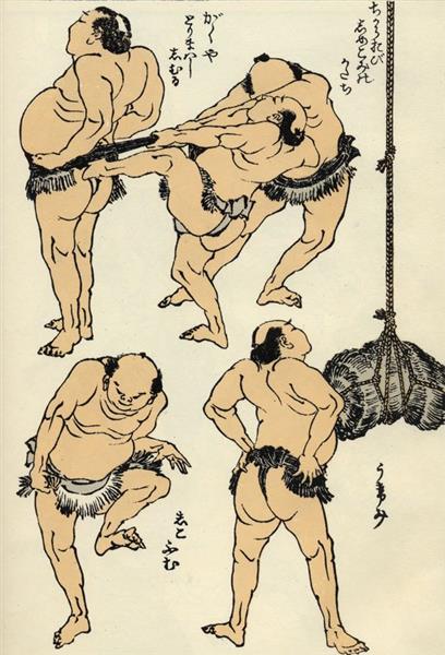Sumo Wrestlers - Katsushika Hokusai