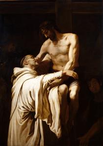 Christ Embracing St Bernard - Франсиско Рибальта
