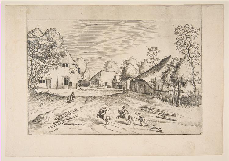 The Swan's Inn with Farms from the Series The Small Landscapes, 1559 - 1561 - Meister der kleinen Landschaften