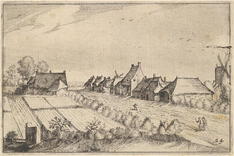 Fields and a Road,plate 8 from Regiunculae Et Villae Aliquot Ducatus Brabantiae, c.1610 - Maestro de los Pequeños Paisajes